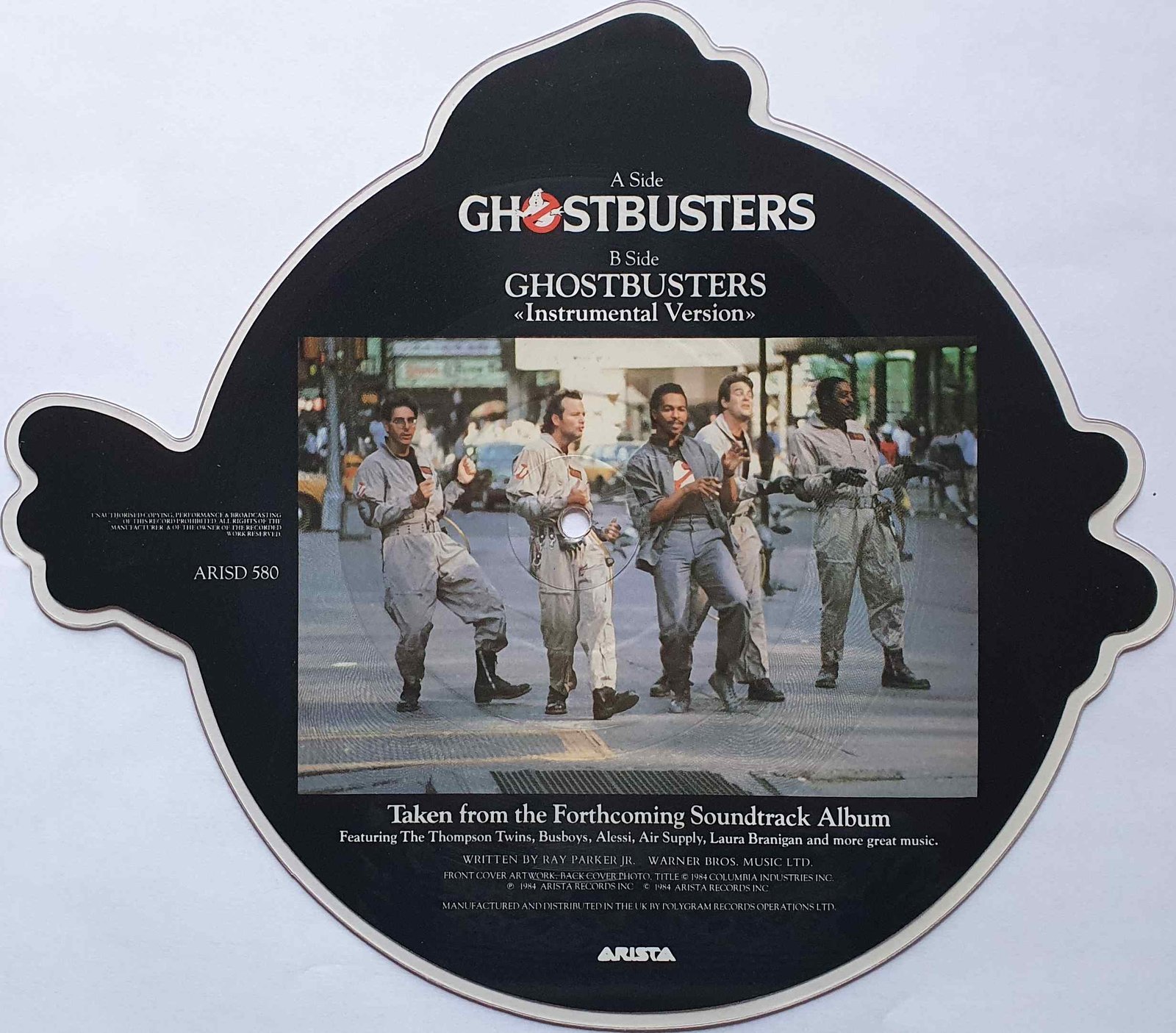 ARISD 580 Ghostbusters Ray Parker Junior from ITV, Channel 4 and Channel 5 library Back cover of ARISD 580